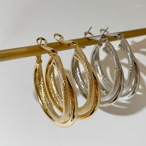 Çember Küpeler Kofsac Kişilik Kadınlar İçin İki Büyük Çember Moda Charm 925 STERLING Gümüş Altın Küpe Lady Partisi Aksesuarları