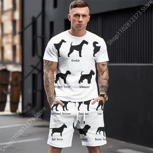 Herrspår 2023summer White Tracksuit Men Casual Street T-shirt Shorts Two Piece Set Fashion Clothing 3D Printing Clothes For
