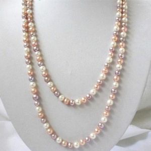Chains Hand Knotted Classic Wedding Necklace 10mm White Pink Purple Shell Pearl Fashion Jewelry 32inch For Women