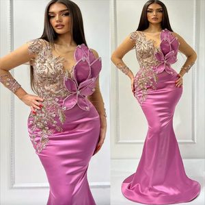 2023 Arabic Aso Ebi Crystals Mermaid Prom Dresses Lace Beaded Evening Formal Party Second Reception Birthday Engagement Gowns Dress
