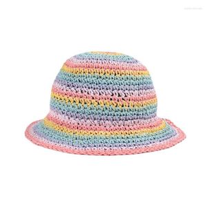 Berretti berrette estate per donne cappelli da secchio da donna il sole vacanza marittima pieghevole cappello di carta traspirante di carta traspirante