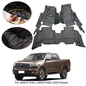 Tapete de carro 3D Full Surround para Great Wall GWM POER 2020-2025 Protect Liner Foot Pads Carpet Couro PU Acessório À Prova D' Água
