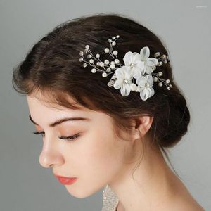 Headpieces pentes de cabelo de casamento para mulheres acessórios branco marfim flor pérola pérola nupcial jóias festa noiva headpiece presente