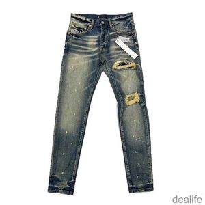 Jeans firmati viola Jeans da uomo Jeans da uomo High Streetwear per pantaloni da ricamo Donna Oversize Strappato Patch Hole Denim Straight Fashion Slim R4h6