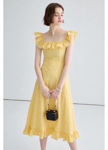 Casual Dresses MOLAN French Woman Floral Dress Ruffles Summer Square Neck Elegant Fashion Sweet Female Vintage Chic Cute Vestido