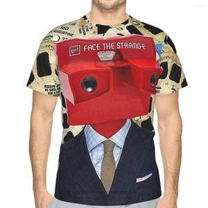 Camisetas Masculinas 3D Tridimensionais Camisetas Viewmaster Estampadas Respiráveis Retrô Manga Curta Poliéster Tops Decote em O Streetwear