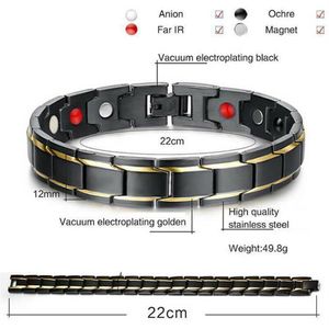 Charm Bracelets 2021 Therapeutic Energy Healing Bracelet Women Men Couple Jewelry Titanium Steel Magnetic Therapy289L