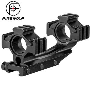 25.4mm/30mm Ring Tri-Side Mount Cantilever Double Ring See-through Scope Sight Fixture Fit 20mm Rail Hunting