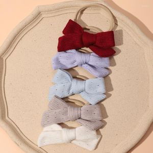 Hair Accessories Crochet Woolen Baby Headband Children Winter Bows Bands For Girl Stretchy Hairband Toddler Handmade 18 Colors