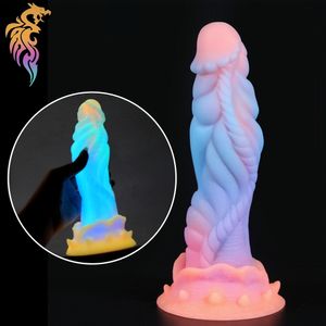 Brinquedos Anais em forma especial Monster Anal Dildo Butt Plug Anus Masturbador Dilatadores Ventosa Adulto Brinquedos Sexuais para Homens Mulheres Silicone Luminoso 230728