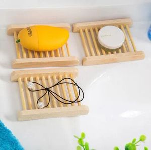 Top Quality Natural Bamboo Trays Wholesale Wooden Soap Dish Wooden Soap Tray Holder Rack Plate Box Container for Bath Shower Bathroom