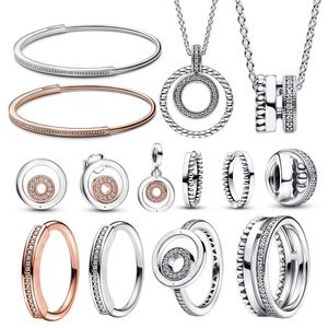 925 Silber Set für Frauen Original Ring Ohrringe Halskette Kette Mode Großhandel Signatur Schmuck Kostenloser Versand