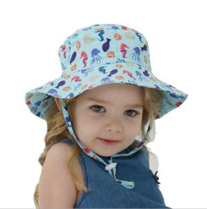 Cap Kids Sun Fisher Hats Round Top Wide Brim Fisherman Hat Boys Girls Summer Beach Caps Casual Children Gift Fashion ZZ