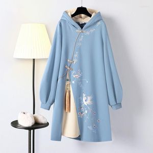 Kvinnors hoodies National Tide Chinese Style Temperament Harajuku Spring Elements Sweatshirt Dress Cheongsam Vestidos