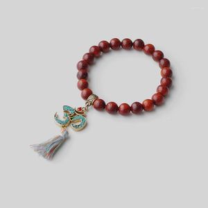 Charm Bracelets Handmade Budismo Tibetano Chakra Mala Pulseira Borla Om Healing Red Wood Frisado Lucky Strand Para Mulheres Homens