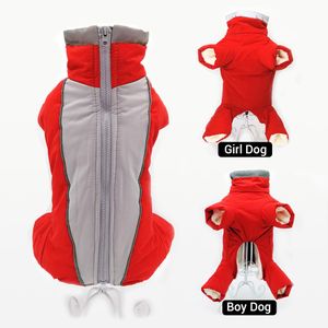 Hundkläder Vinter overaller för hundar varmt vattentätt husdjur jumpsuit byxor man/ kvinnlig hund reflekterande små hundkläder valp down jacka 230729