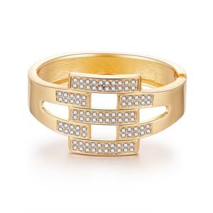 European and American fashion bracelet women's personality exaggerated plaid diamond jewelry wide edge gold-plated bracelet foreign trade explosive jewelry