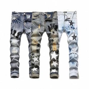 パープルジーンズのデザイナーメンズジーンズレディンデニムハイY2Kグレーブラックジーンズミリタリーグリーンパンツアミスズボンの苦しめられたジッパーズボンのズボンのズボン