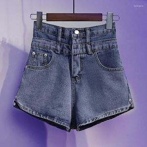 Kadın Şort Vintage Sıradan Zarif Moda Seksi Geniş Bacak Yüksek Bel Yaz Jean Denim Kadın Giyim Kısa Pantolon