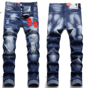 Desinger roupas dos homens jeans roxo de alta qualidade denim versão longa reta regular moderno carta remendo trabalho rasgado para buraco tamanho 890