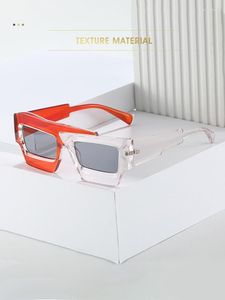 Sunglasses Unique Designed Fashion For Women Trend Square Frame Half Color Glasses 2023 Unisex Casual High Street Chic Wear