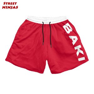 Men's Shorts Anime Baki Gym for Men Athletic Fitness Workout with Pockets Elastic Waist Quick Dry Bodybuilding Running Training 230729