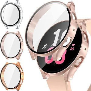 Hülle + Glas für Samsung Galaxy Watch 6 43 mm 47 mm Displayschutzfolie PC Rundum-Stoßstange für Galaxy Watch 4 Watch 5 Classic 40 mm 44 mm Abdeckung mit Box