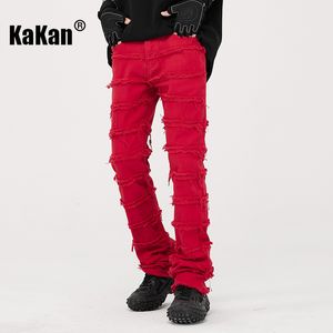 Jeans Masculino Kakan Simples Solto Ragged Ragged Leg Jeans para Homens Jovens Versáteis Confortáveis Leves Jeans Luxuosos K610065 230729