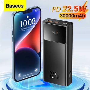 Cep Telefonu Güç Bankaları Baseus PD 20W Güç Bankası 30000mAh iPhone Xiaomi için Hızlı Şarj Poco 20000mAH 22.5W Taşınabilir Harici Pil Şarj Cihazı Powerbank L230824