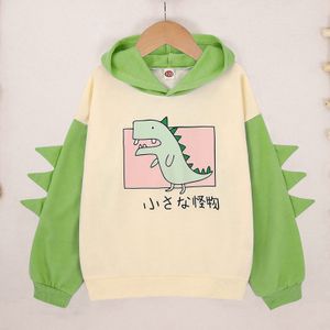 Hoodies sweatshirt ceket ve kravat hoodie küçük kızlar dinozor kazak sweatshirt sevimli raglan kılı