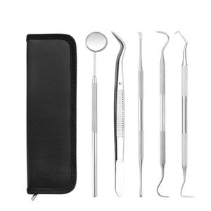 Conjuntos de ferramentas manuais profissionais 4 5 ferramentas de PCS para kit de raspador de dente creme dental inoxidável dentista busca instrumentos de espelho 226Y