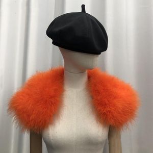 Schals Damen Echte Straußenfedern Fell Achselzucken Schal Schulterwickel Braut Hochzeit Cape Vintage Accessoires Orange Königsblau