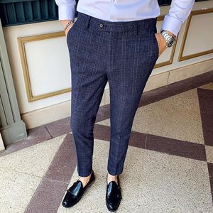 Ternos Masculinos Vintage Old Money Estilo Calças Negócios Slim Fit Casual Clássico Xadrez Terno Festa de Casamento