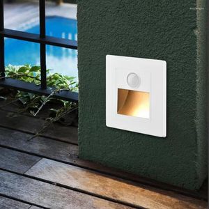 Luminária de parede El Embedded LED Corpo Humano Sensor PIR Luz de passo Luz de pé interior Quarto Canto Corredor Escada Luzes nocturnas 110V 220V