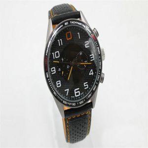 Högkvalitativa män MP4 12C Automatisk mekanisk Watch Black Tricolor Rostfritt stål Dial Läderrem 45mm311l