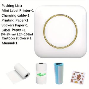 Portable BT-Compatible Mini Printer: Inkless Pocket Printer For IPhone Thermal Sticker Maker Machine, 6 Rolls Paper