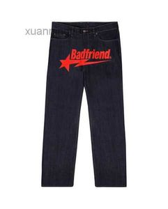 2023 Jeans University Badfriend Hip Letter Pantaloni neri Uomo Fashion Rock Wide Foot Pantaloni larghi Streetwear TQ5L