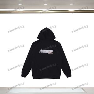 Xinxinbuy Men女性デザイナースウェットシャツパーカーウェーブ刺繍セーターブルーブラックホワイトXS-XL