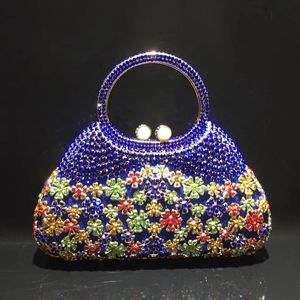 Evening Bags Golden Stone Handbag Minaudiere Women Bridal Crystal Clutch Metal Diamond Wedding Party Cocktail Tote Handbags 230729