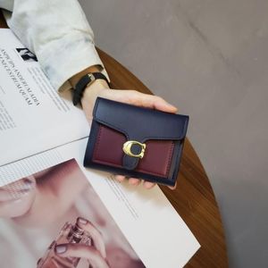 porta-cartões de grife carteira pequena luxo feminino curto moda européia e americana cor simples contraste multi-slot compacto dobrável
