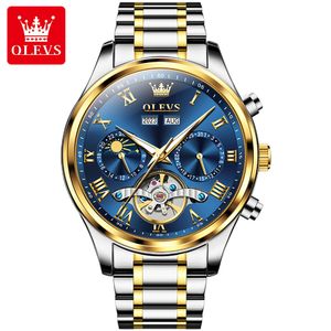 Wristwatches OLEVS 7005 Automatic Mechanical Men Wristwatches Stainless Steel Strap Waterproof Fashion Watch For Men Calendar Week Display 230729