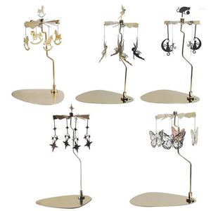 Portacandele Carousel Wind Chime Holder Con Vassoio Tea Light Home Decoration Dinner Wedding Bar Party Gift Candelabro