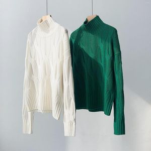 Women's Sweaters Green Pullover Cashmere Jumper Crewneck Long-Sleeve Turtleneck Sweater For Women