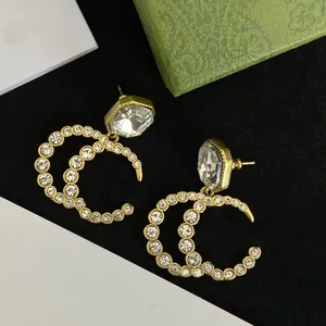Luxury G Letters Designer Brand Stud örhängen Retro Vintage Copper Colorful Crystal Stone Ear Rings smycken för kvinnor Party 18 Style