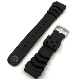 Titta på band 18mm 20mm 22mm Sport Silicone WatchBand Watch Strap Black Men Watertproof Diving Rubber Wrist Band Armband Accessories 230729