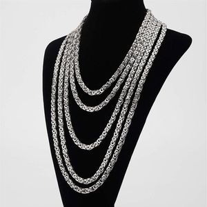 6mm Classic Mens Silver Byzantine Necklace Stainless Steel Chain Jewelry 45cm 50cm 60cm 70cm 75cm342y