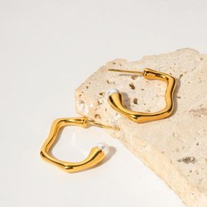 Hoop Earrings Uworld Stainless Steel Abstract Art Chic French Pearl Geometric Charm Trendy Texture Waterproof Jewelry Women
