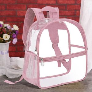 Skolväskor Väska för elever Fashion PVC Clear Storage Ryggsäck Multifunktion Solid Color Knapsack Transparent dragkedja Tophandle 230729