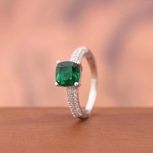 Cluster Rings Hainon Silver Color For Women Wedding Band Filled Jewerlly Green CZ Crystal Engagement Ring Anniversary Gift