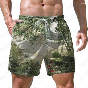 Herren-Shorts, Sommer-Strandhose, locker, lässig, 3D-gedruckt, hawaiianischer Stil, modisch, bequem